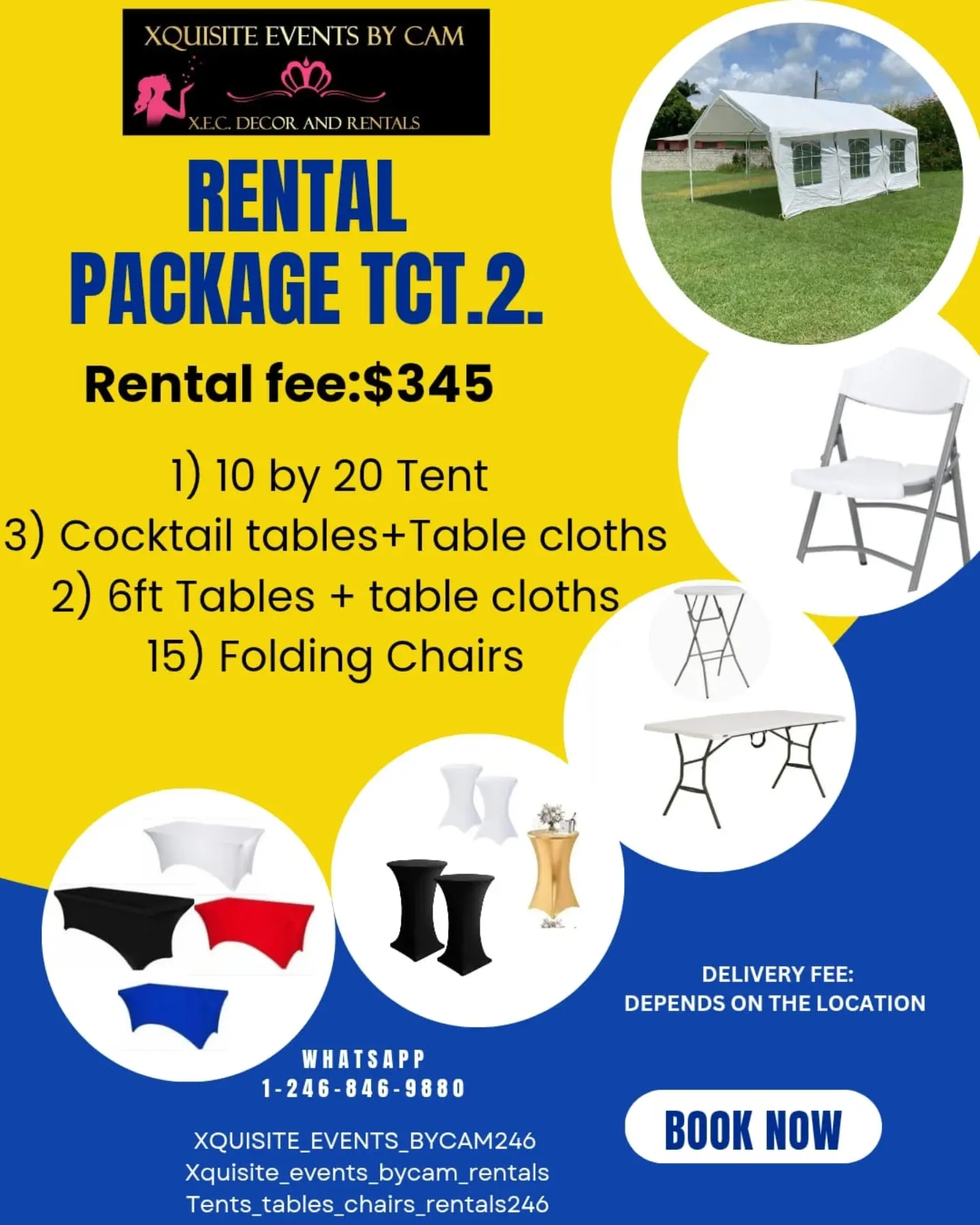 Xquisite Events by Cam – Event Rental Packages (Tents, Tables, Chairs & More)