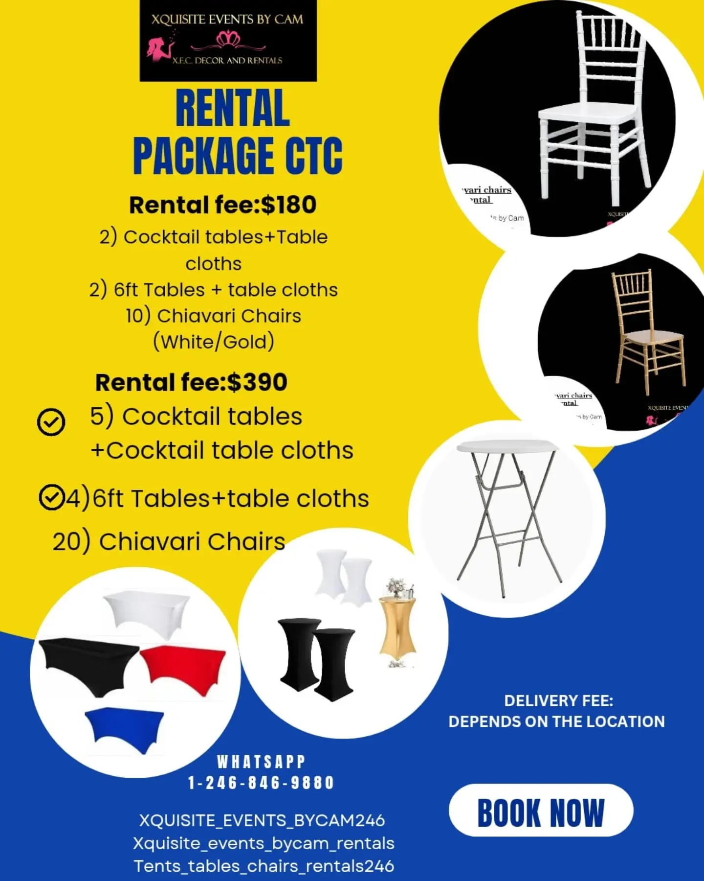 Xquisite Events by Cam – Event Rental Packages (Tents, Tables, Chairs & More)