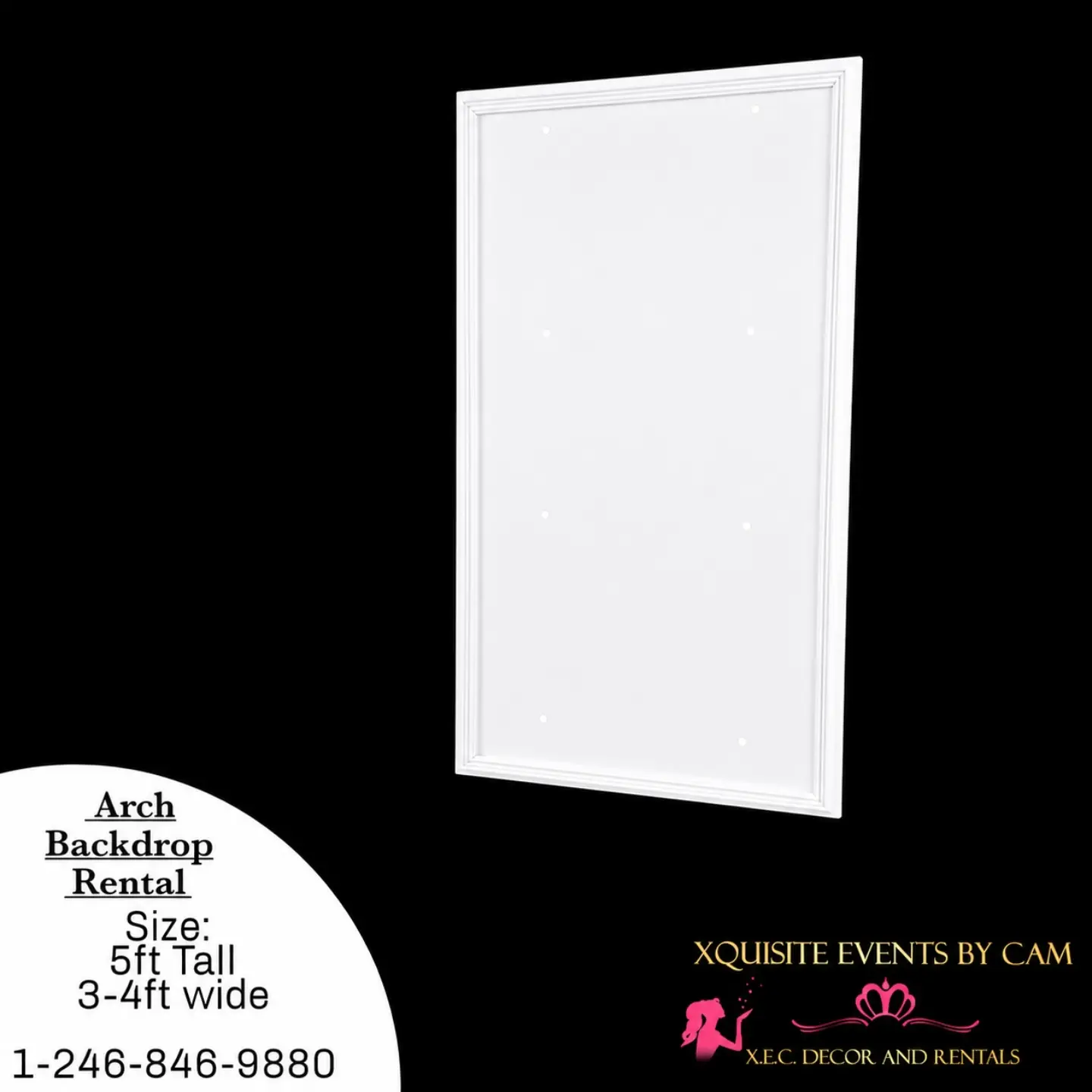 Arch Backdrop Rental – 5ft x 3-4ft PVC | $60