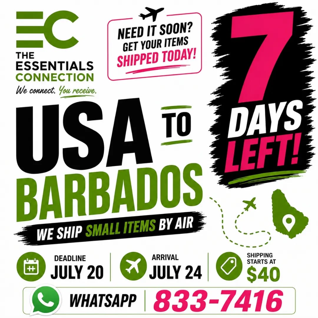 USA to Barbados Air Shipping – Shipping Starts at $40 (Deadline July 20)