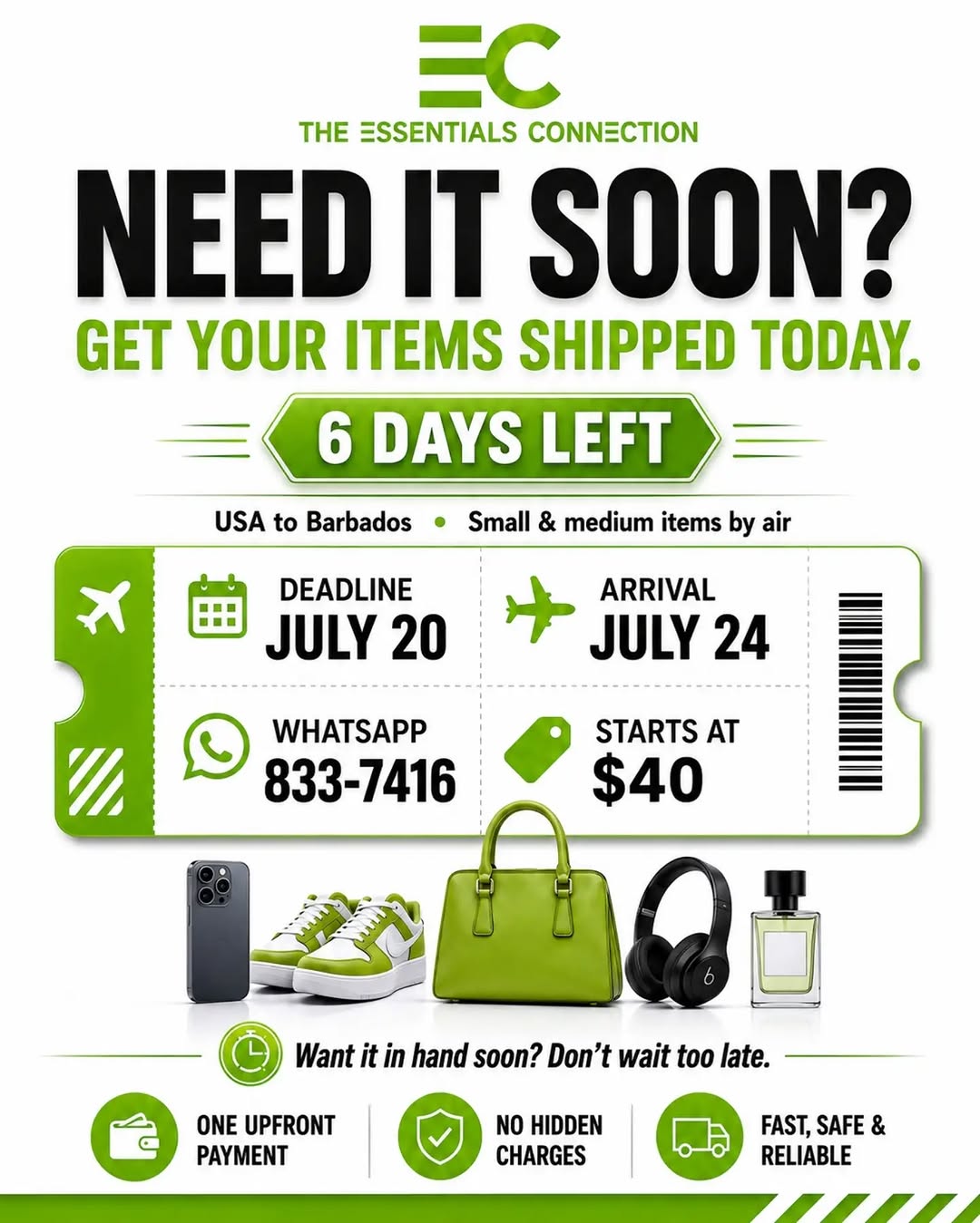 USA to Barbados Air Shipping – Starting at $40 | Deadline July 20