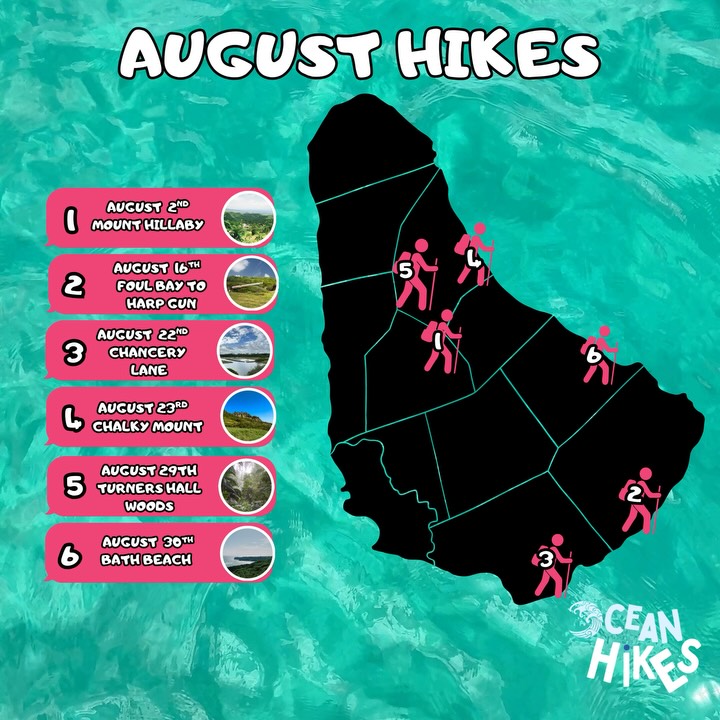 Ocean Hikes August Schedule – Guided Nature Hikes at $50 BDS Per Person