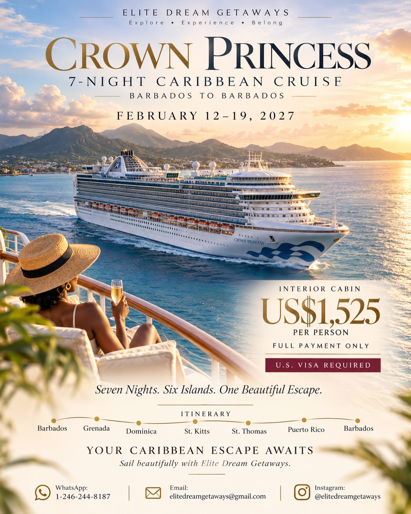 Crown Princess 7-Night Caribbean Cruise from Barbados – Feb 2027