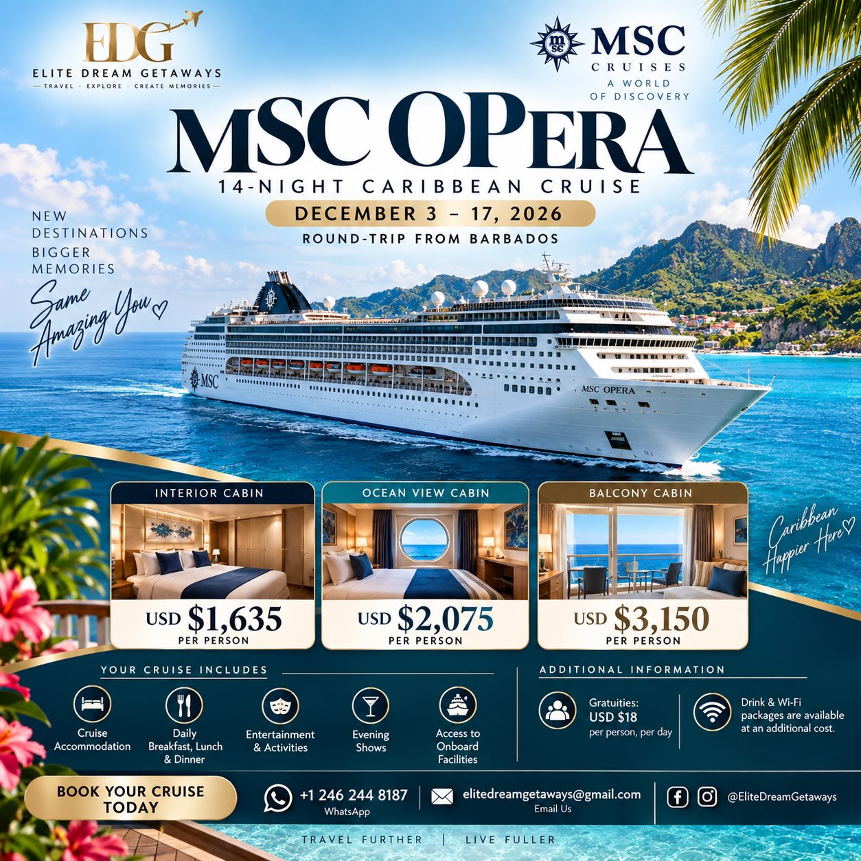 MSC Opera 14-Night Caribbean Cruise from Barbados – Dec 3–17, 2026