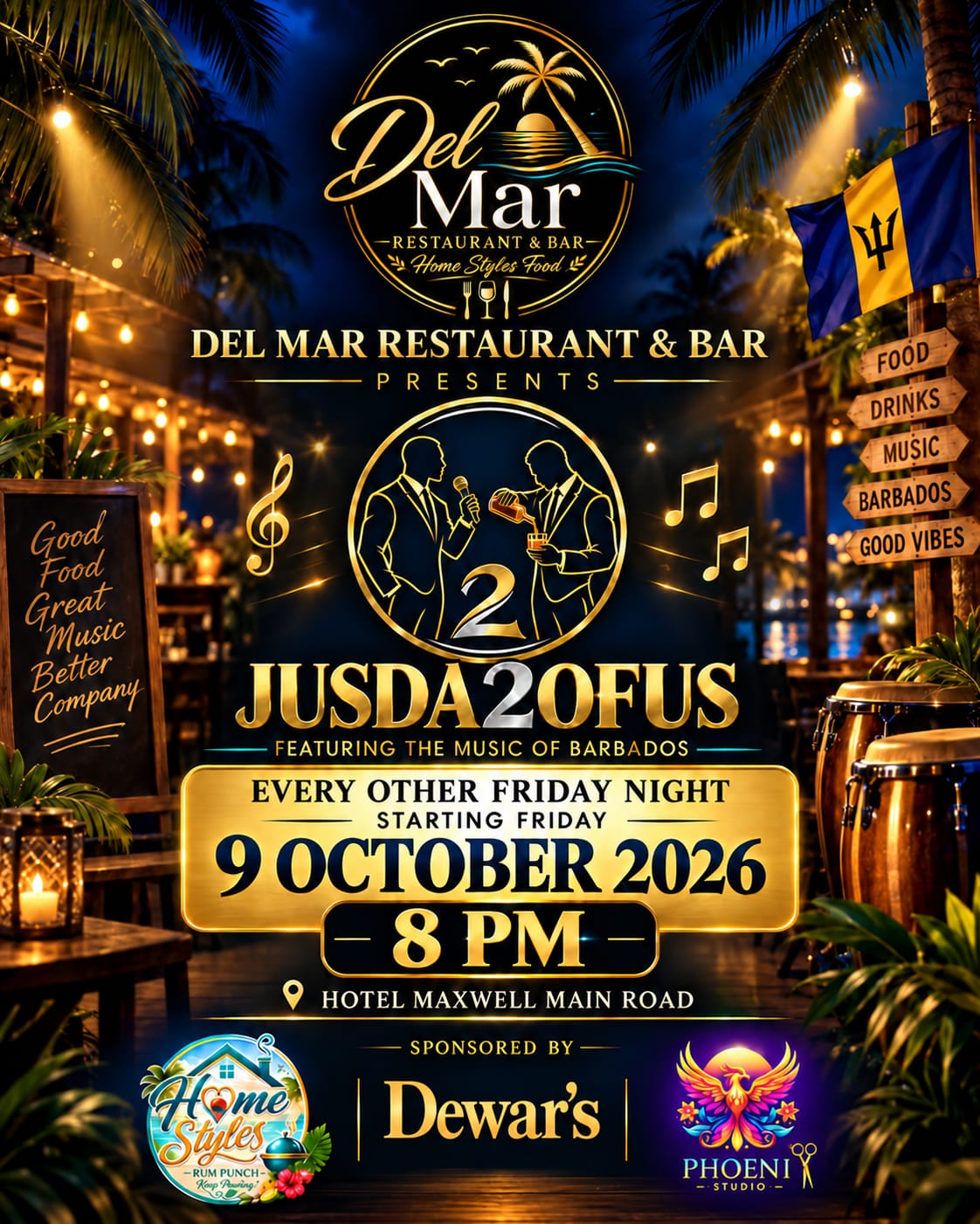 JUSDA2OFUS Live Music Nights at Del Mar Restaurant & Bar