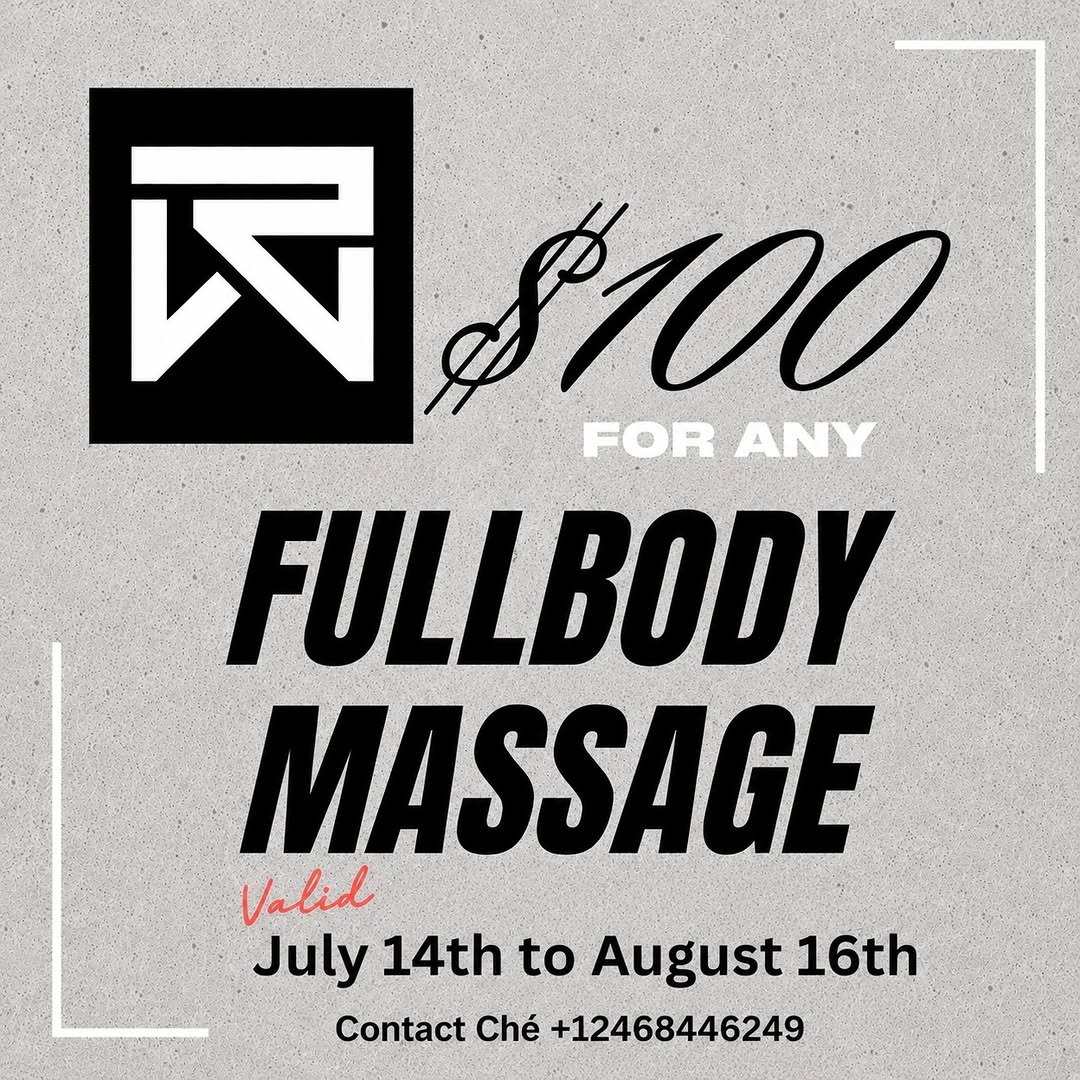 $100 Full Body Massage Special – Crop Over