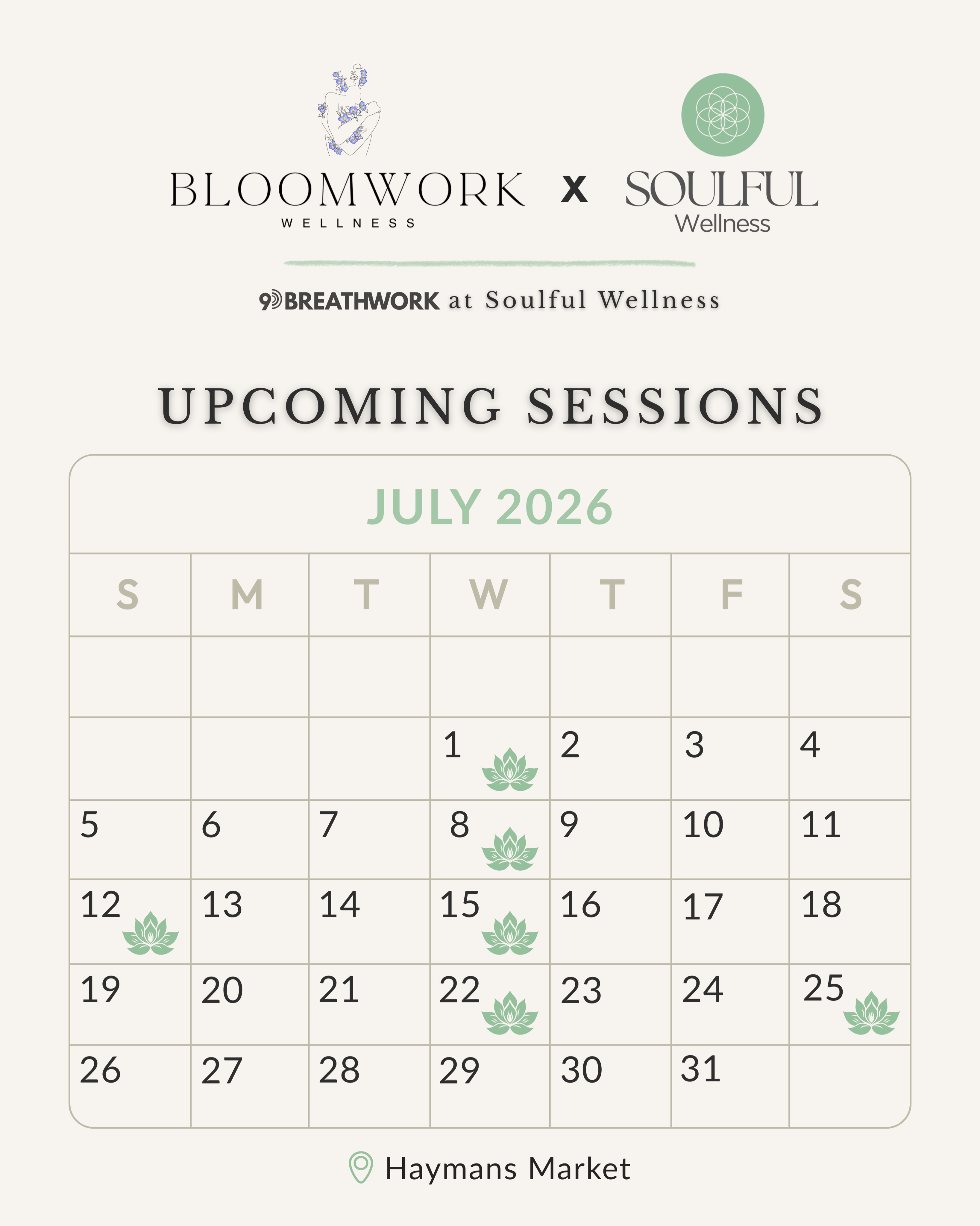 Living in the Light – July 9D Breathwork Sessions at Soulful Wellness ($60 per session)
