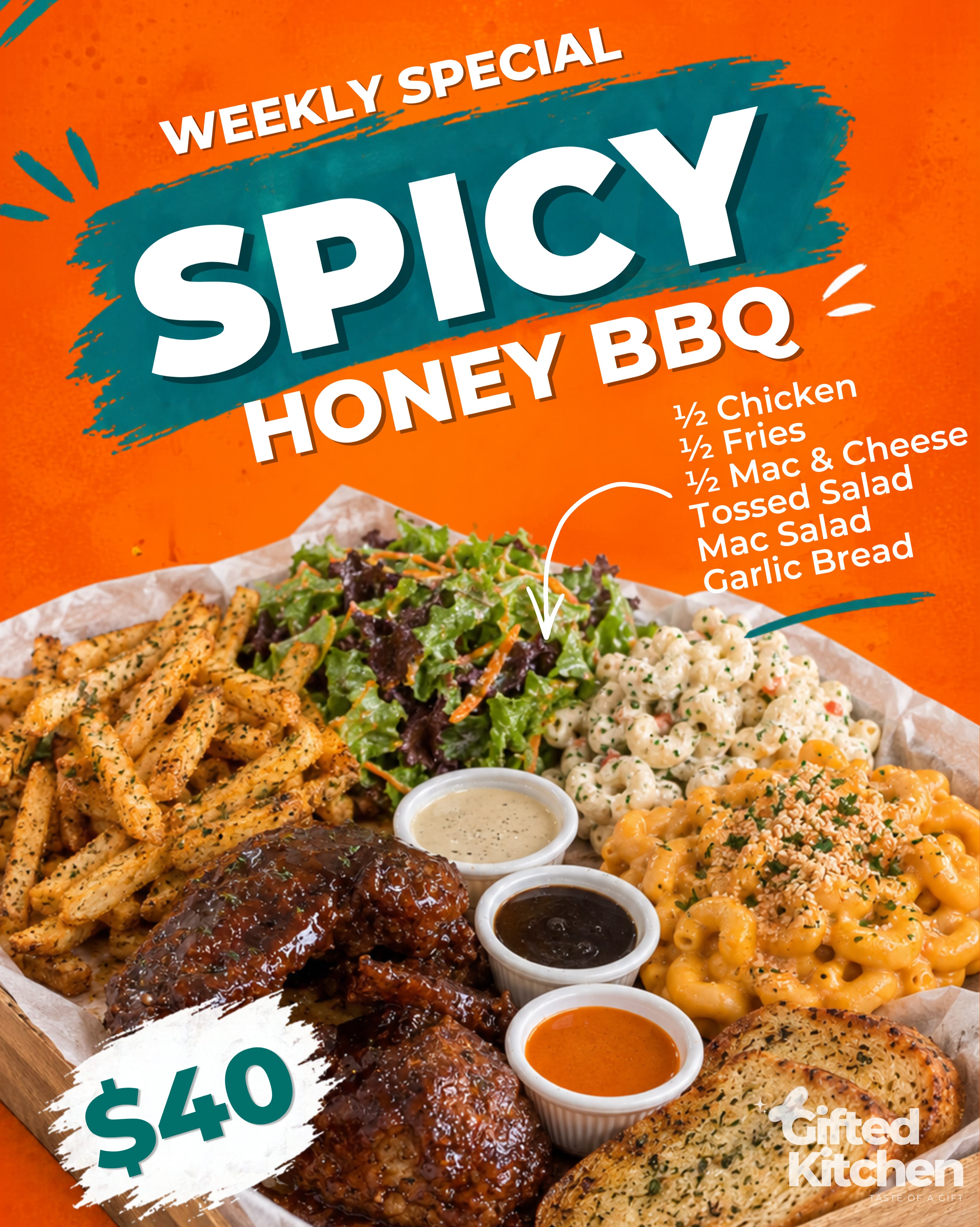 Weekly Special: Spicy Honey BBQ Meal for $40
