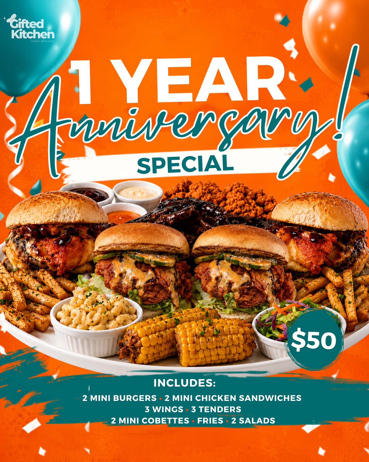 Gifted Kitchen 1 Year Anniversary Special – $50 Combo