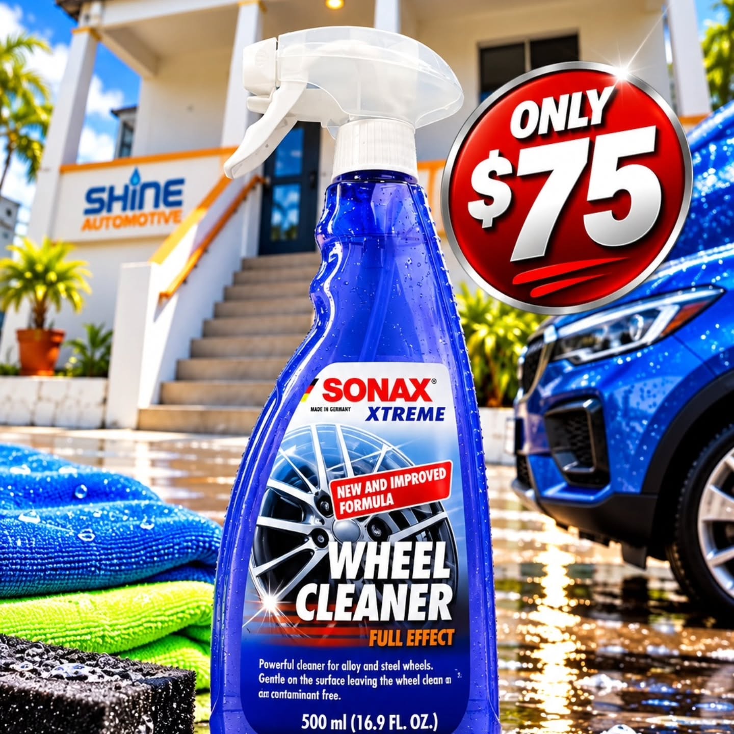 Sonax Car Care Products in Store – Ceramic Shampoo $65, Tire Gloss Gel $55