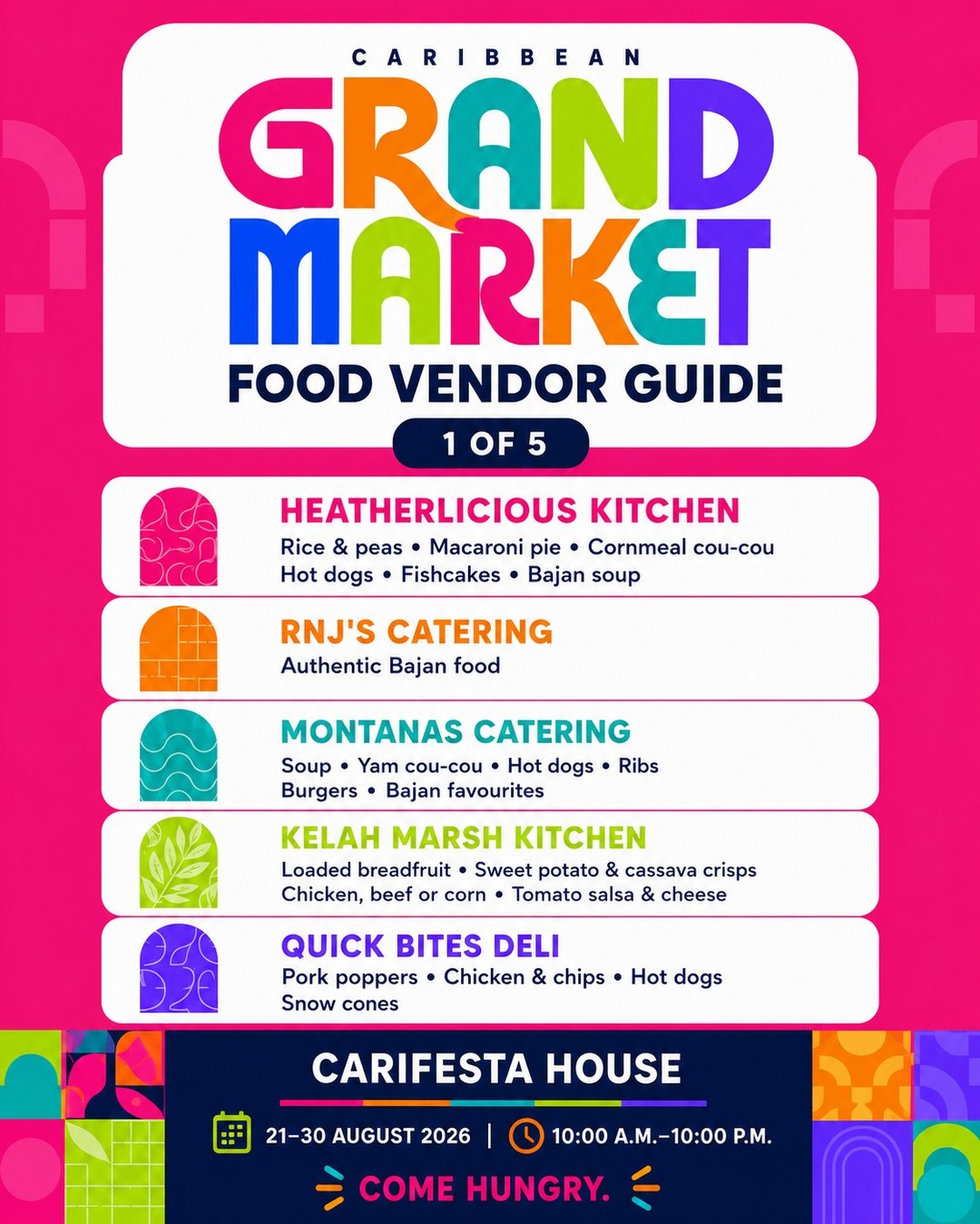 Caribbean Grand Market Food Court – Free Admission at CARIFESTA House