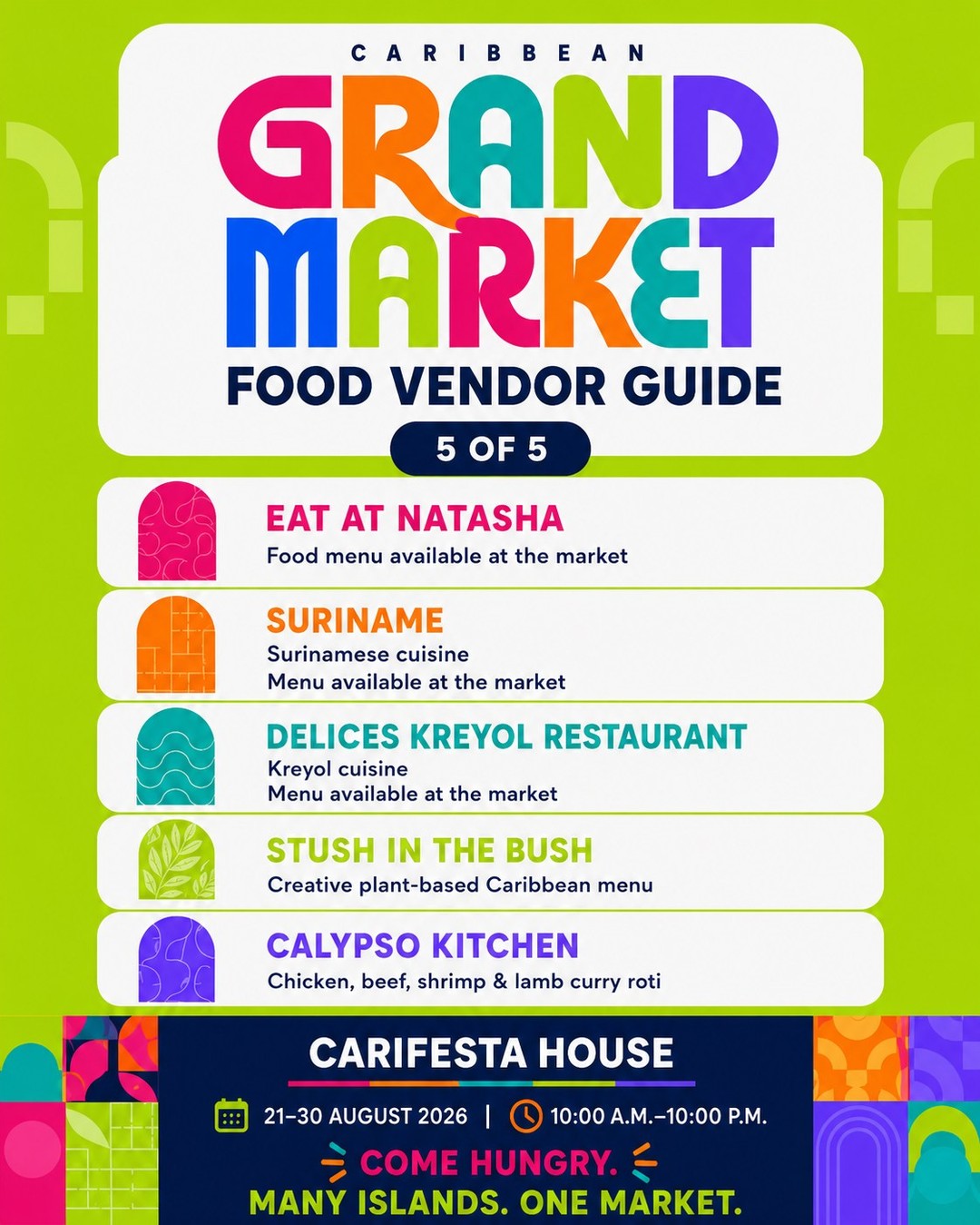 Caribbean Grand Market Food Court – Free Admission at CARIFESTA House