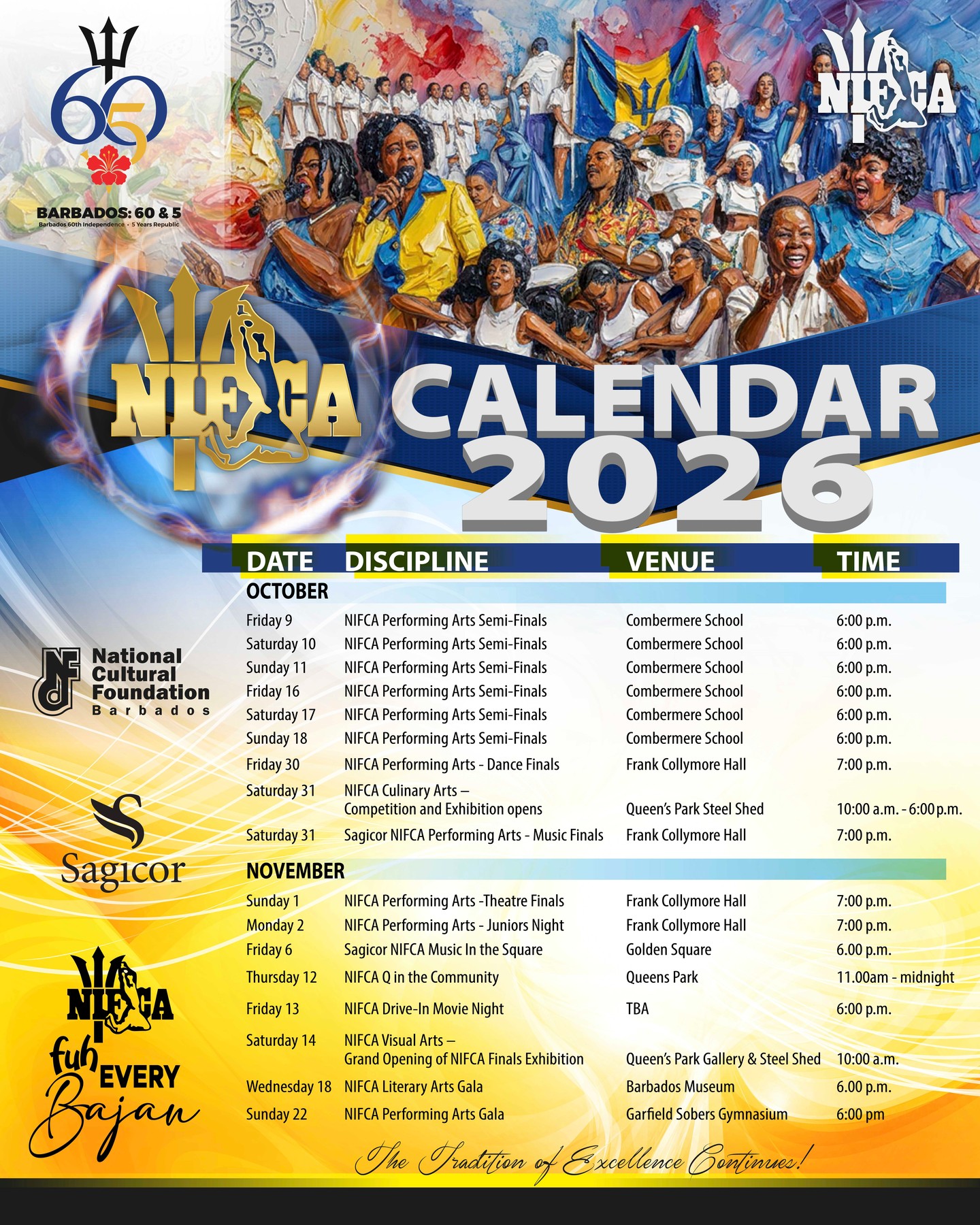 NIFCA 2026 Calendar – Performing Arts Semi-Finals, Finals & Gala