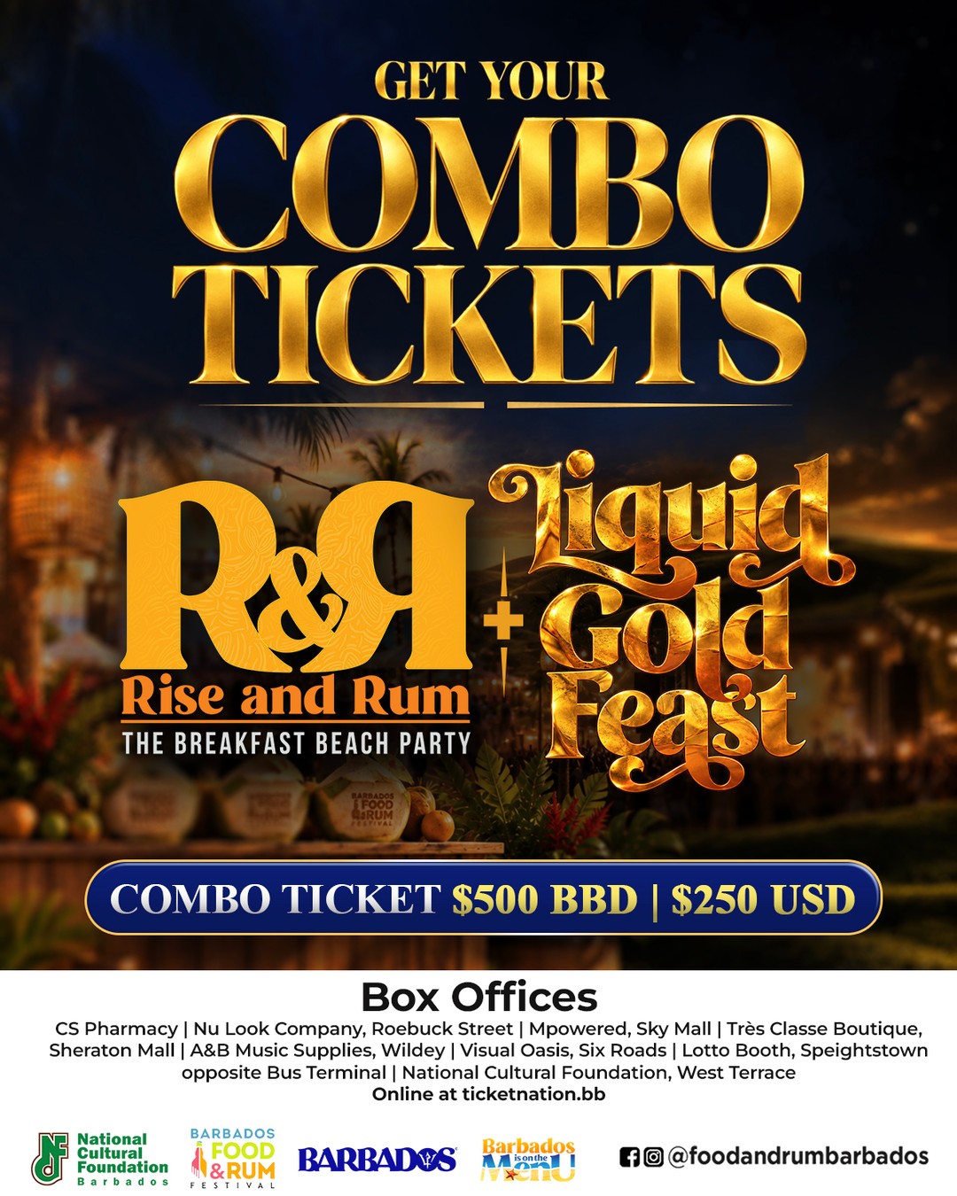 Rise & Rum + Liquid Gold Feast Combo Ticket – Barbados Food & Rum Festival