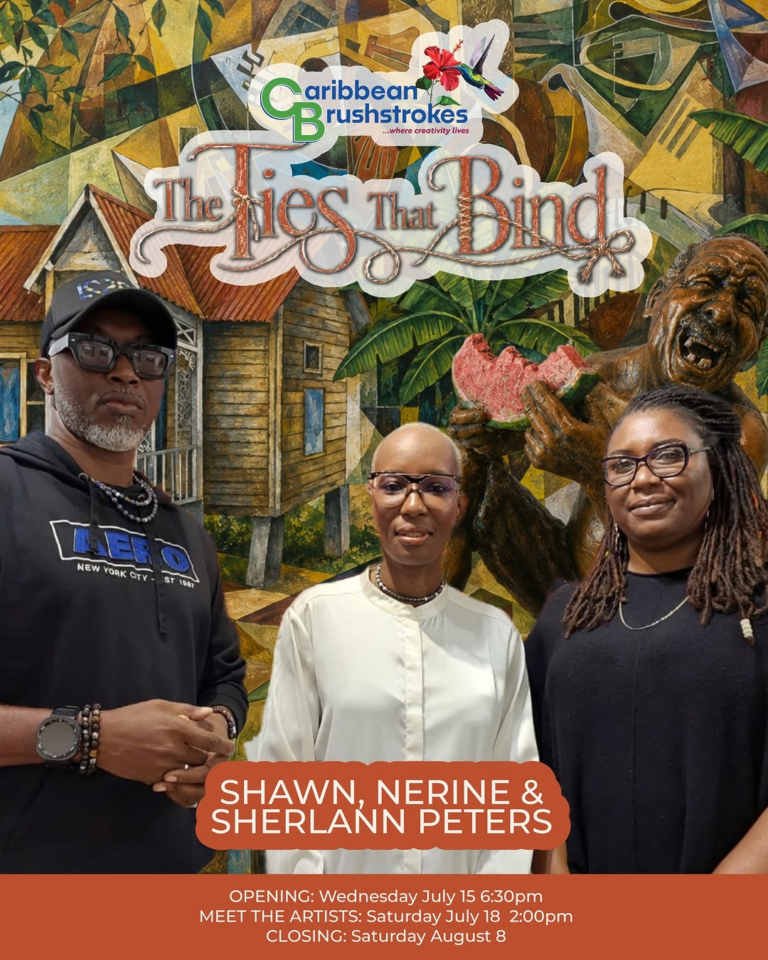 The Ties That Bind – Art Exhibition by Shawn, Nerine & Sherlann Peters at Caribbean Brushstrokes