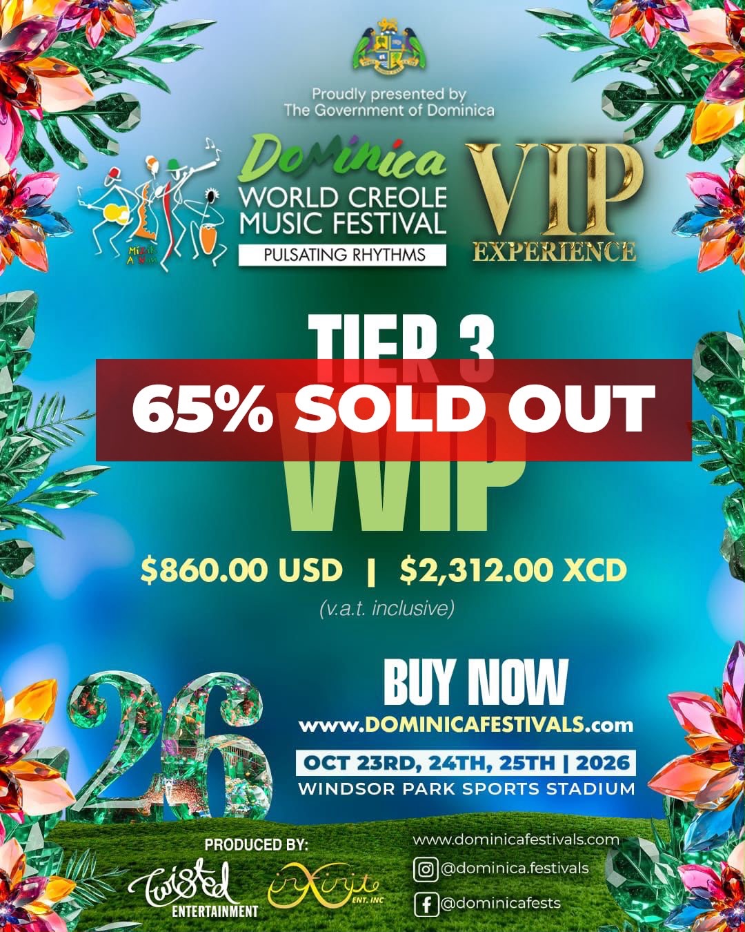 World Creole Music Festival 2026 VIP & VVIP Season Passes (Tier 3)