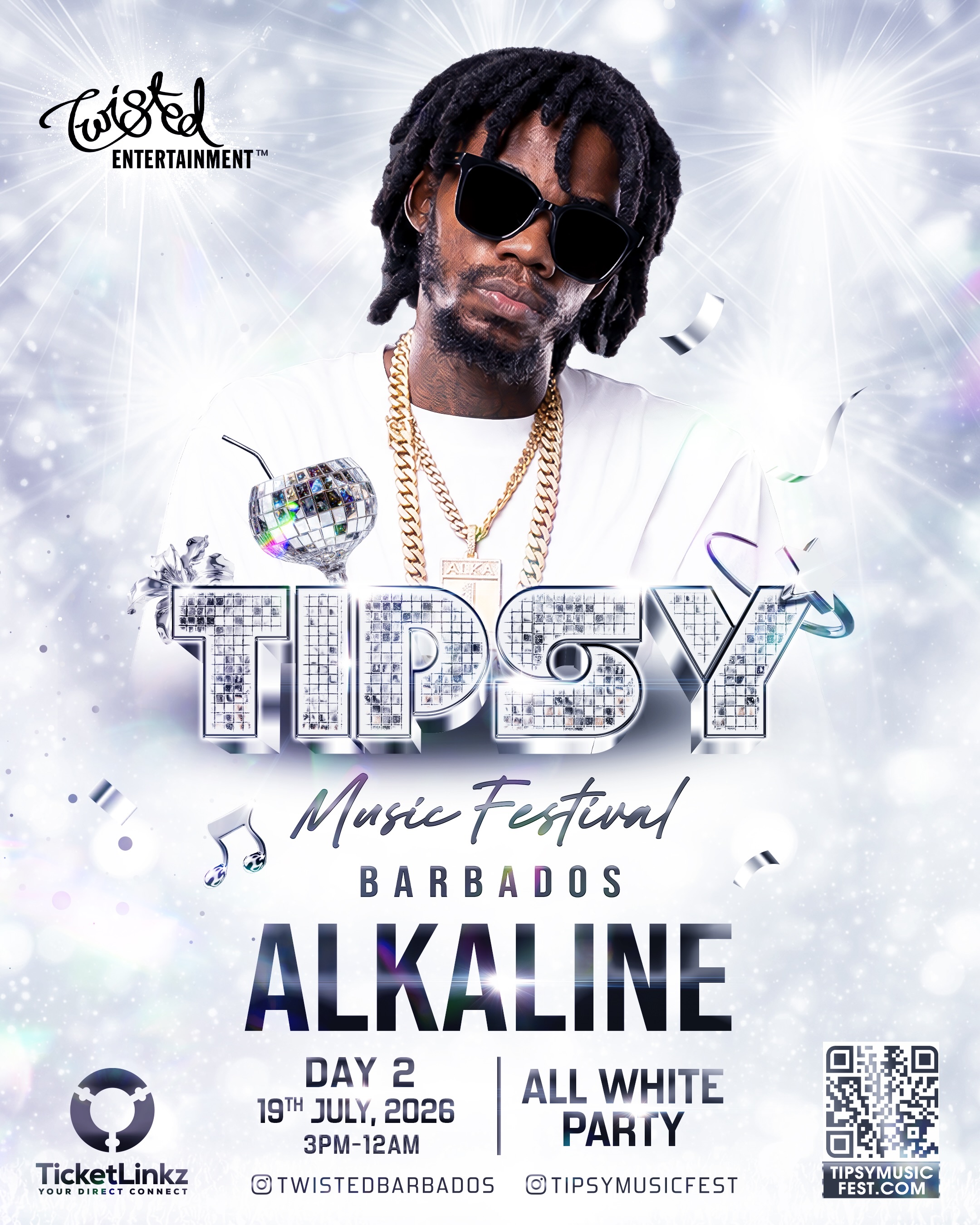 Tipsy Music Festival Day 2 – All White Party ft. Alkaline, Kes & Krosfyah | July 19, 2026