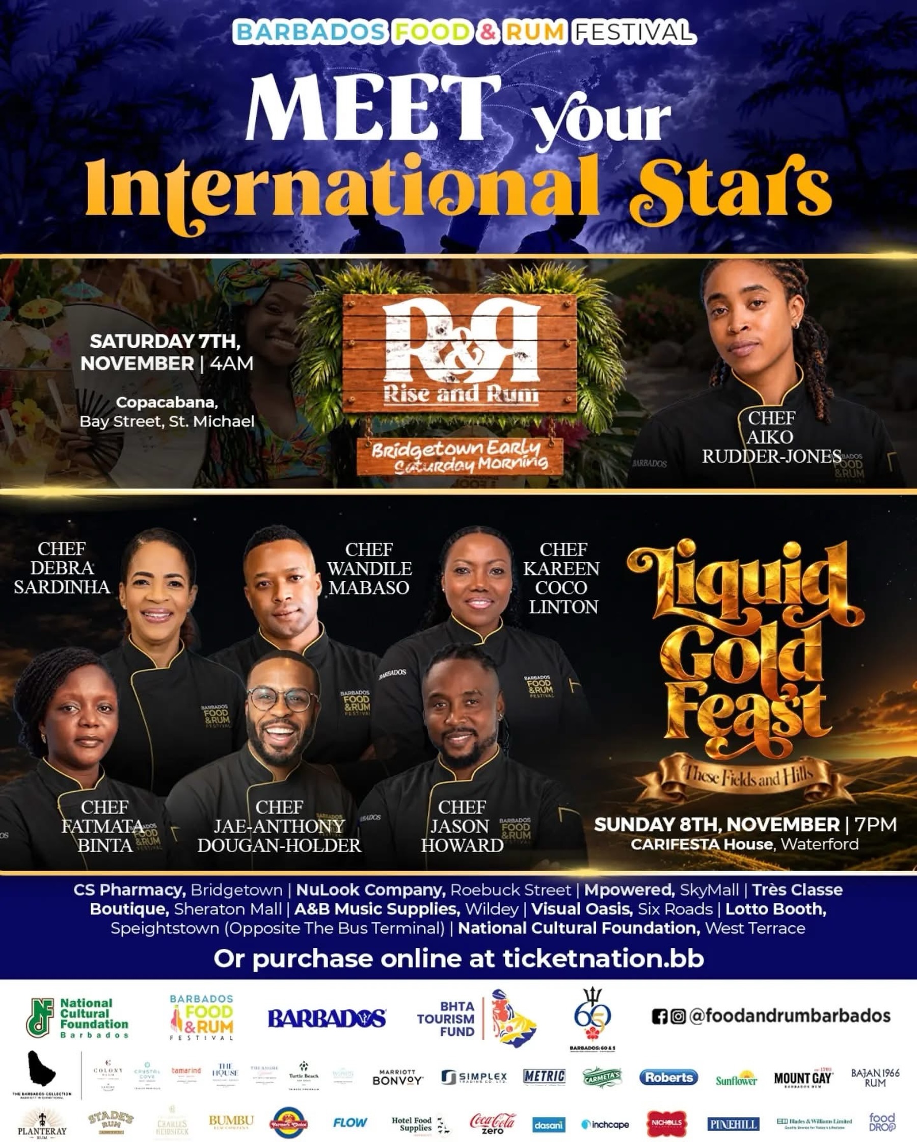 Barbados Food & Rum Festival: Rise & Rum Breakfast Beach Party + Liquid Gold Feast