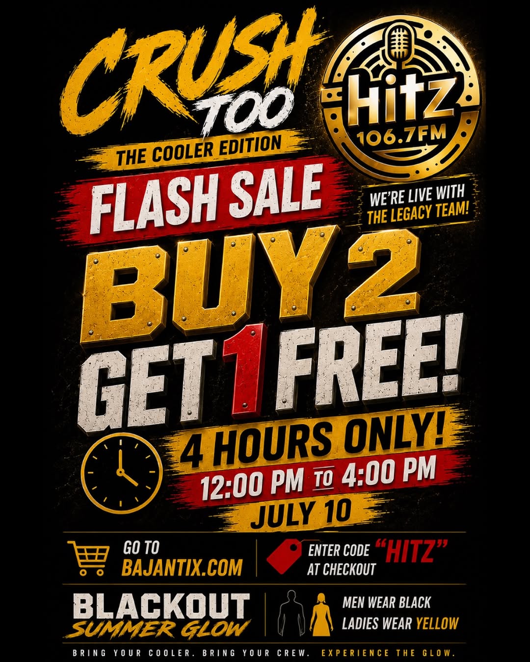 Crush Too: The Cooler Edition – Buy 2 Tickets Get 1 Free Flash Sale (July 10 Only)