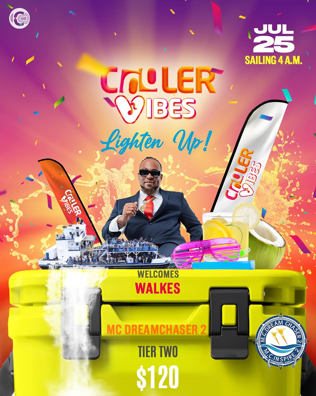 Cooler Vibes – Lighten Up! Boat Party feat. Walkes | July 25