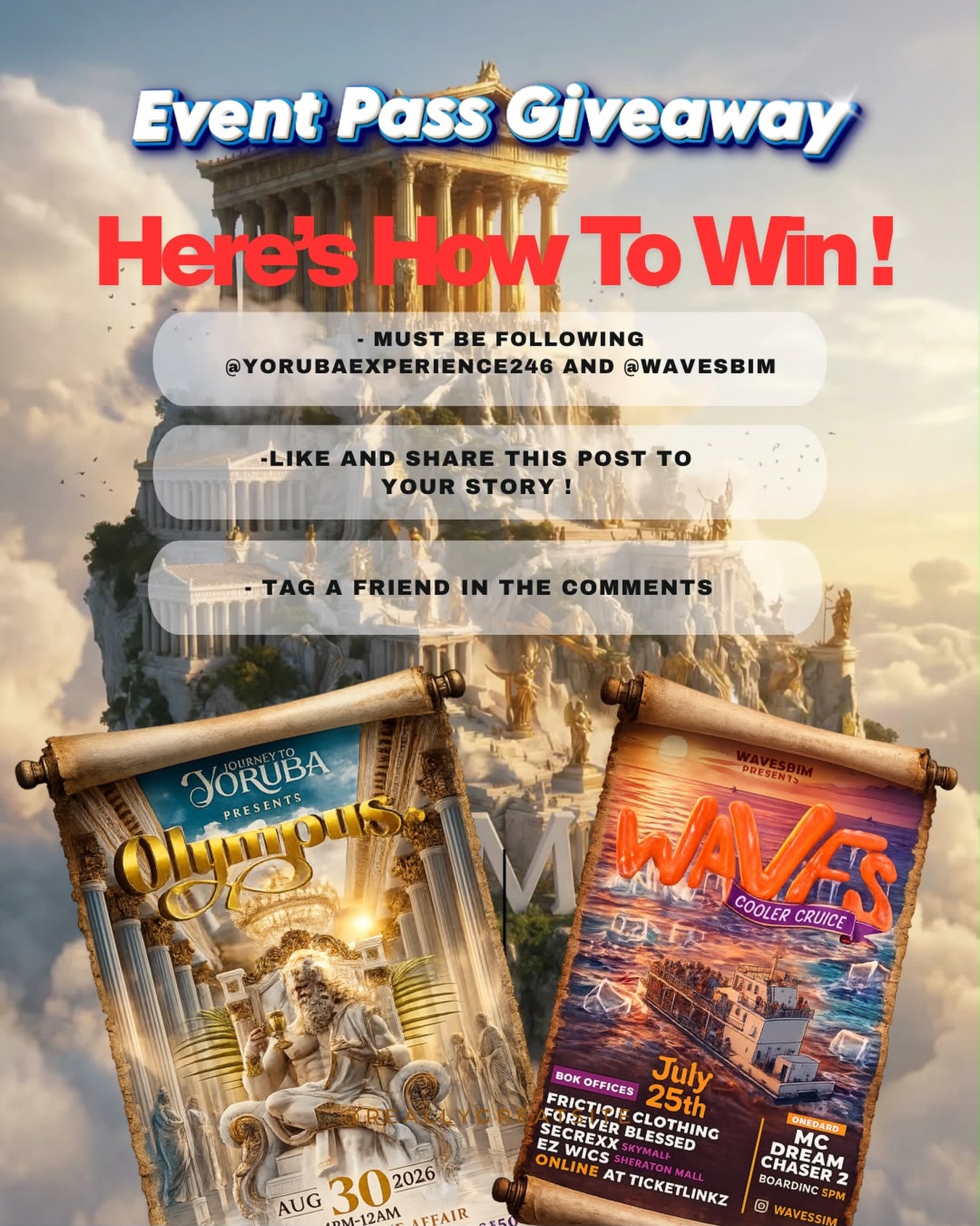 Event Pass Giveaway – Win Tickets to Waves Cooler Cruise & Yoruba Presents Olympus