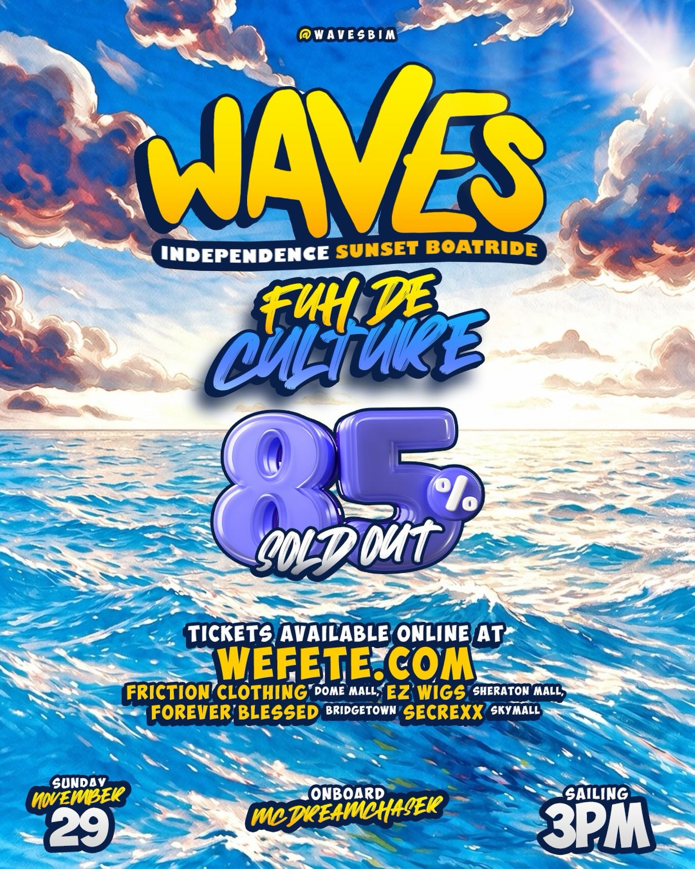 WAVES Independence Sunset Boatride – 85% Sold Out, Tickets Still Available