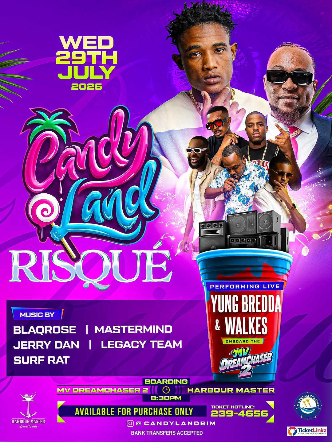 Candyland Risqué – Live Cruise Party aboard MV Dreamchaser 2 | July 29, 2026