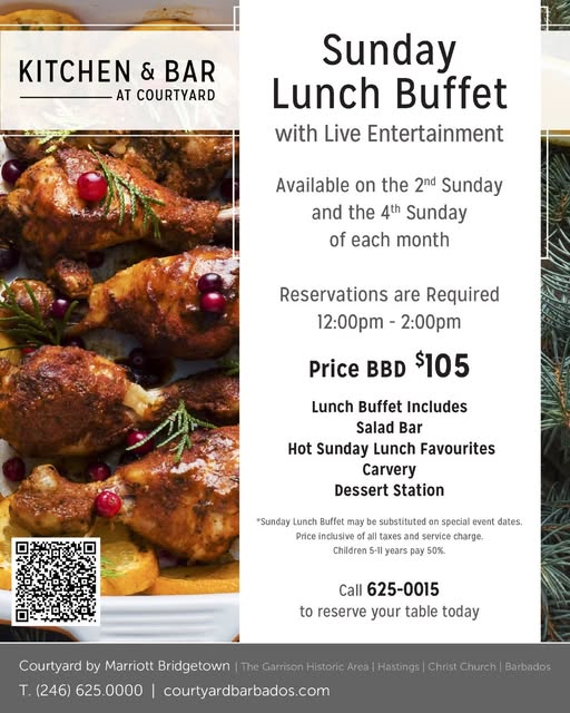 Sunday Lunch Buffet with Live Entertainment – BBD $105 per person