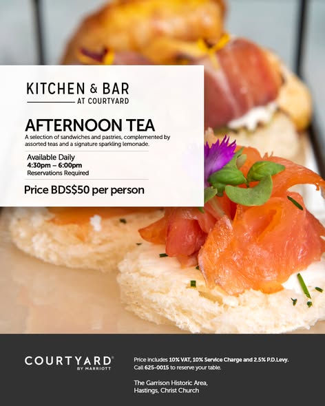 Afternoon Tea at Kitchen & Bar – BDS$50 per person