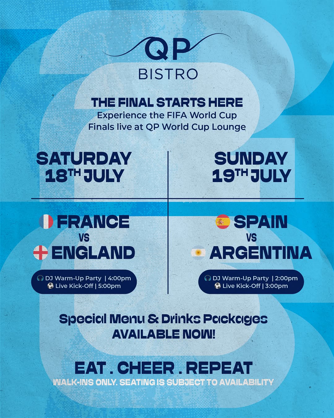 FIFA World Cup Finals Weekend at QP Bistro – Live Screenings with DJ Warm-Up Party
