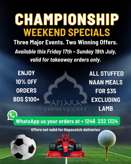 Championship Weekend Specials – 10% Off $100+ & $35 Stuffed Naan Meals
