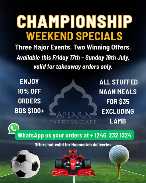 Championship Weekend Specials – 10% Off Orders $100+ & $35 Stuffed Naan Meals