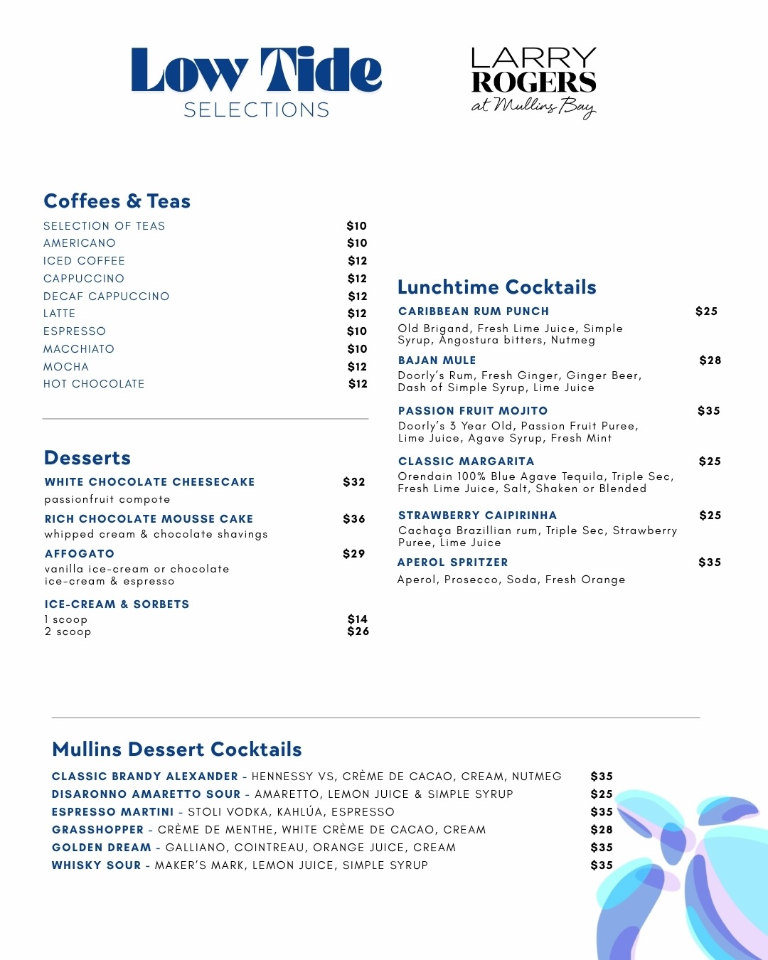 Low Tide Selections – Limited September Menu at Larry Rogers at Mullins Bay